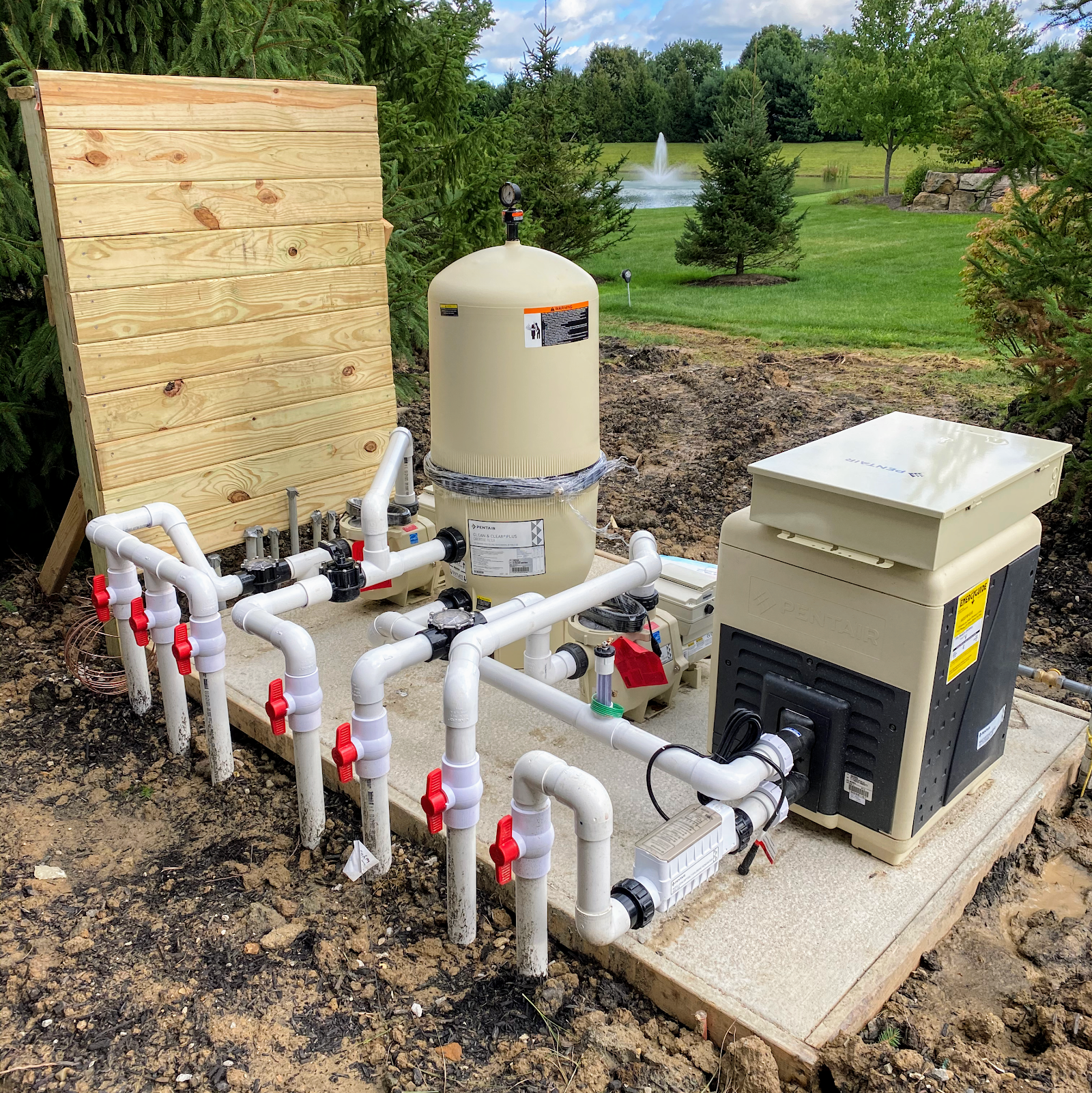 New pool heater and filter equipment plumbed in by Graff's