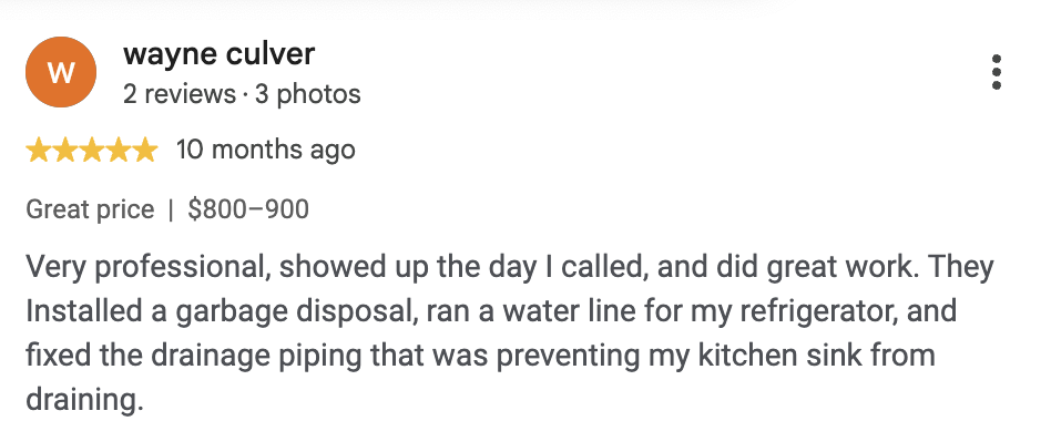 Five-star Google review from Wayne Culver